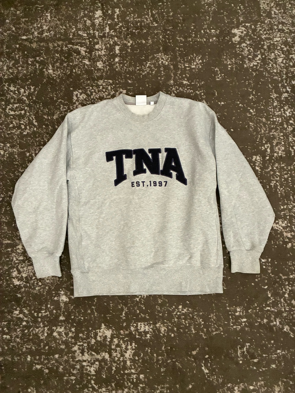 TNA Light Gray Crewneck Sweatshirt with Navy Logo